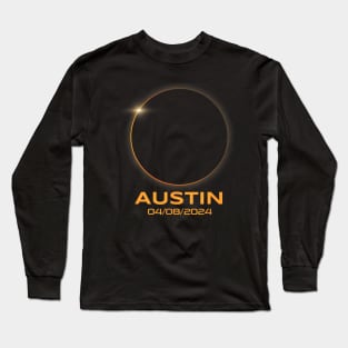 Total Solar Eclipse 2024 Austin Texas Path Of Totality Long Sleeve T-Shirt